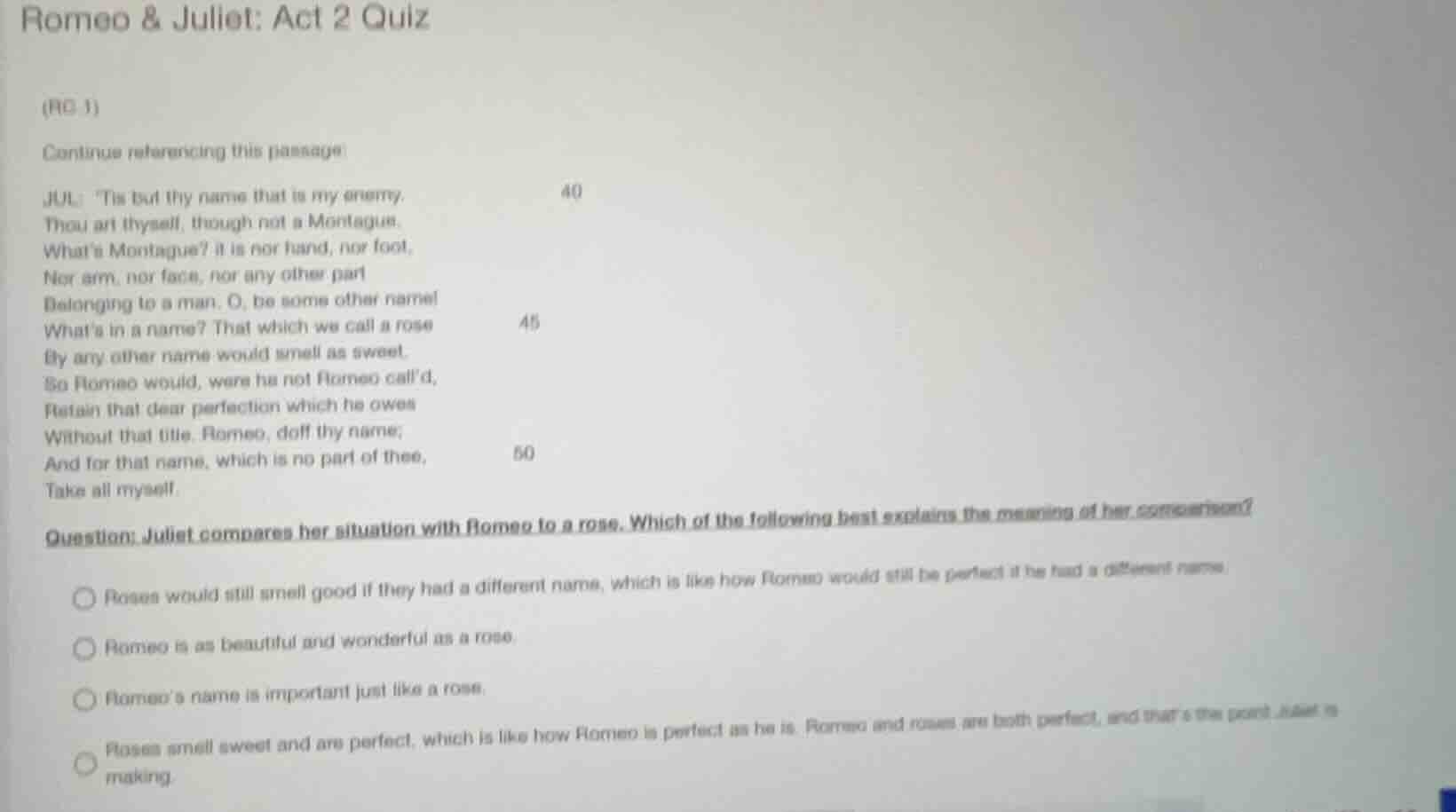 romeo & juliet: act 2 quiz(rc 1)continue referencing this passage:jul: …