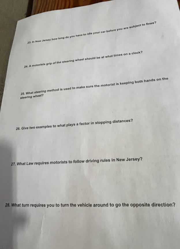 23. in new jersey how long do you have to idle your car before you are …