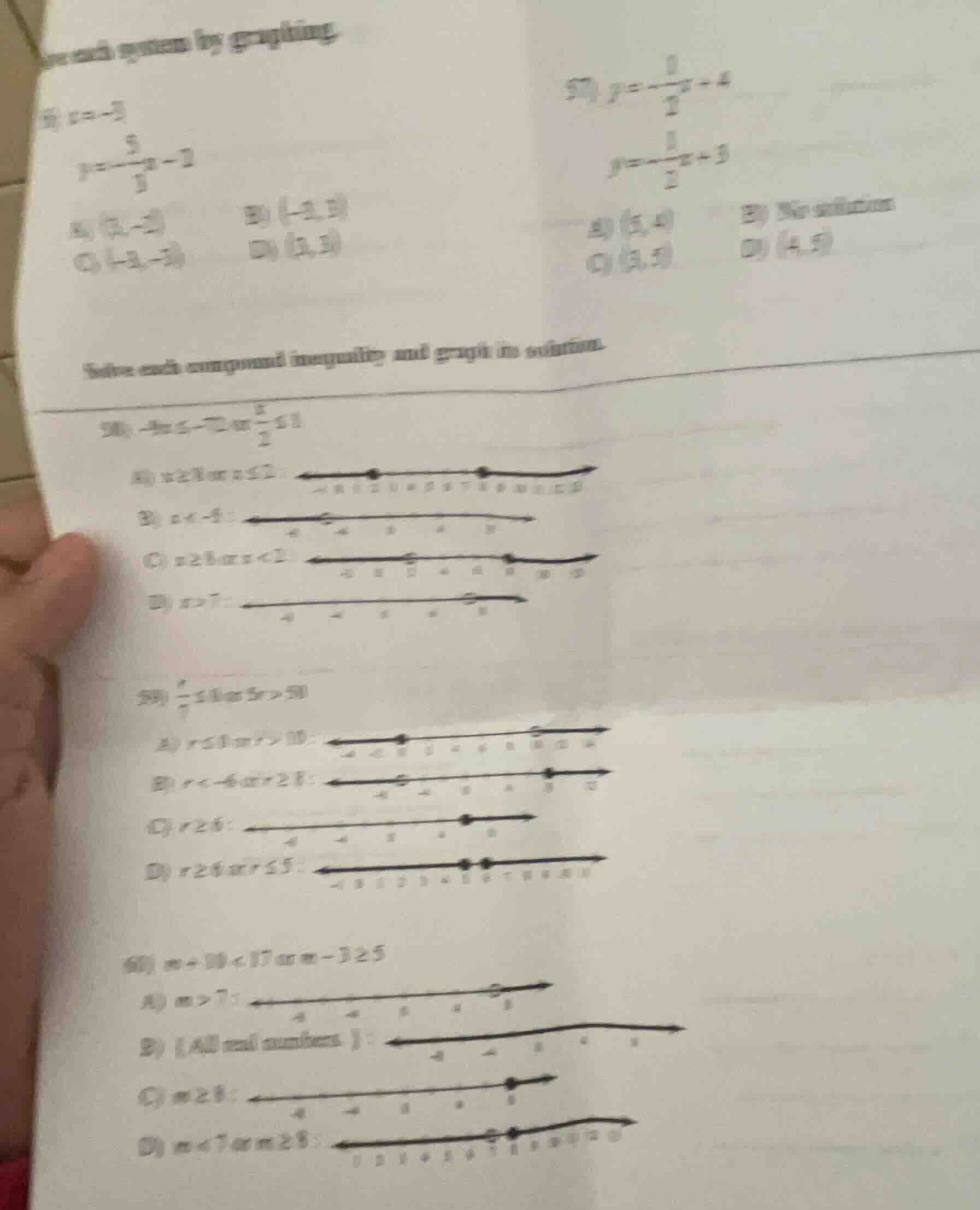 solve each system by graphing.56) $x=-3$$y=-\frac{5}{3}x - 2$a) $(3,-2)…