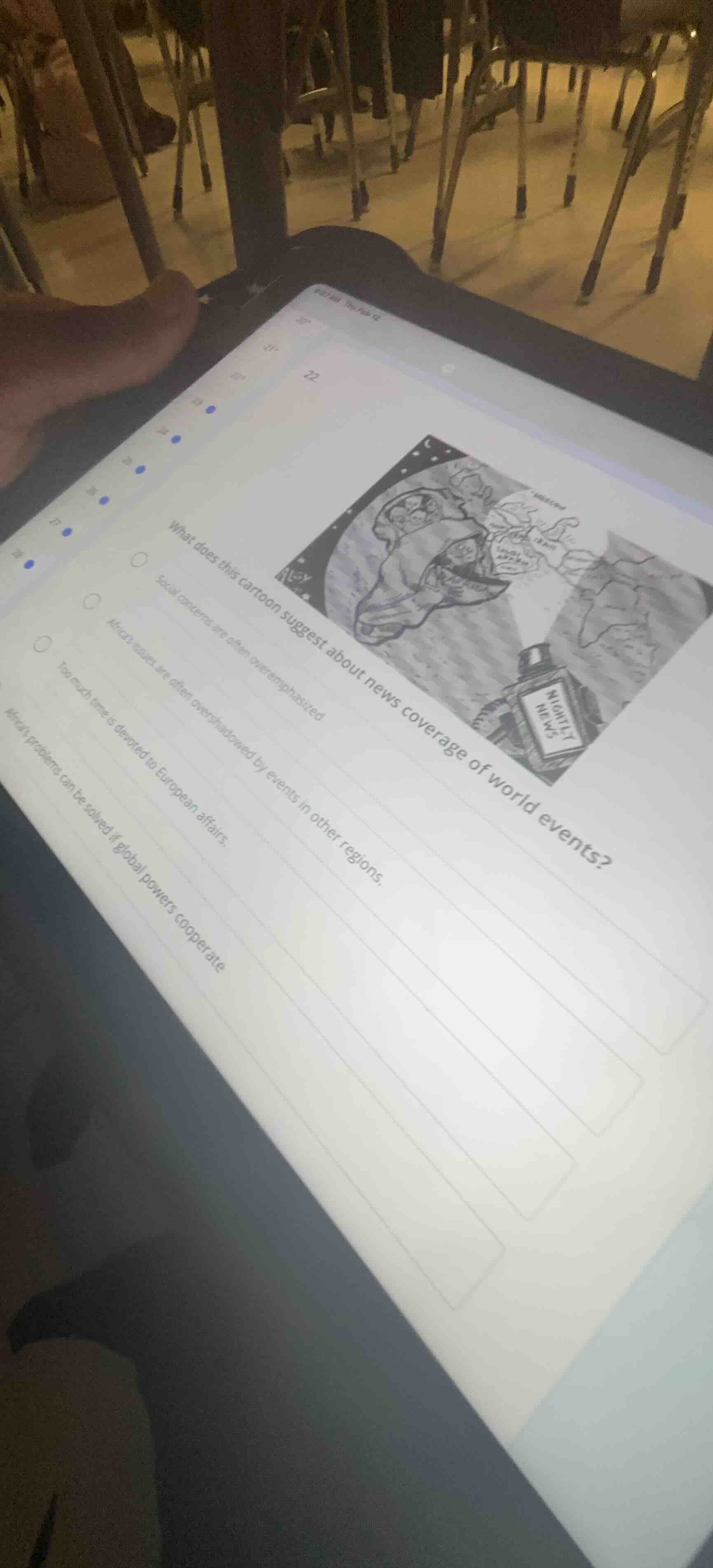 22.what does this cartoon suggest about news coverage of world events?-…