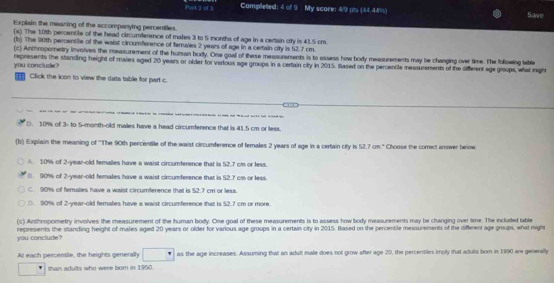 completed: 4 of 9 my score: 4/9 pts (44.44%) save explain the meaning o…