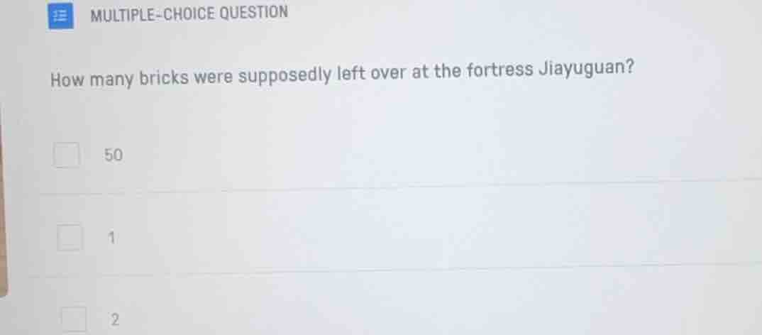 multiple-choice question how many bricks were supposedly left over at t…