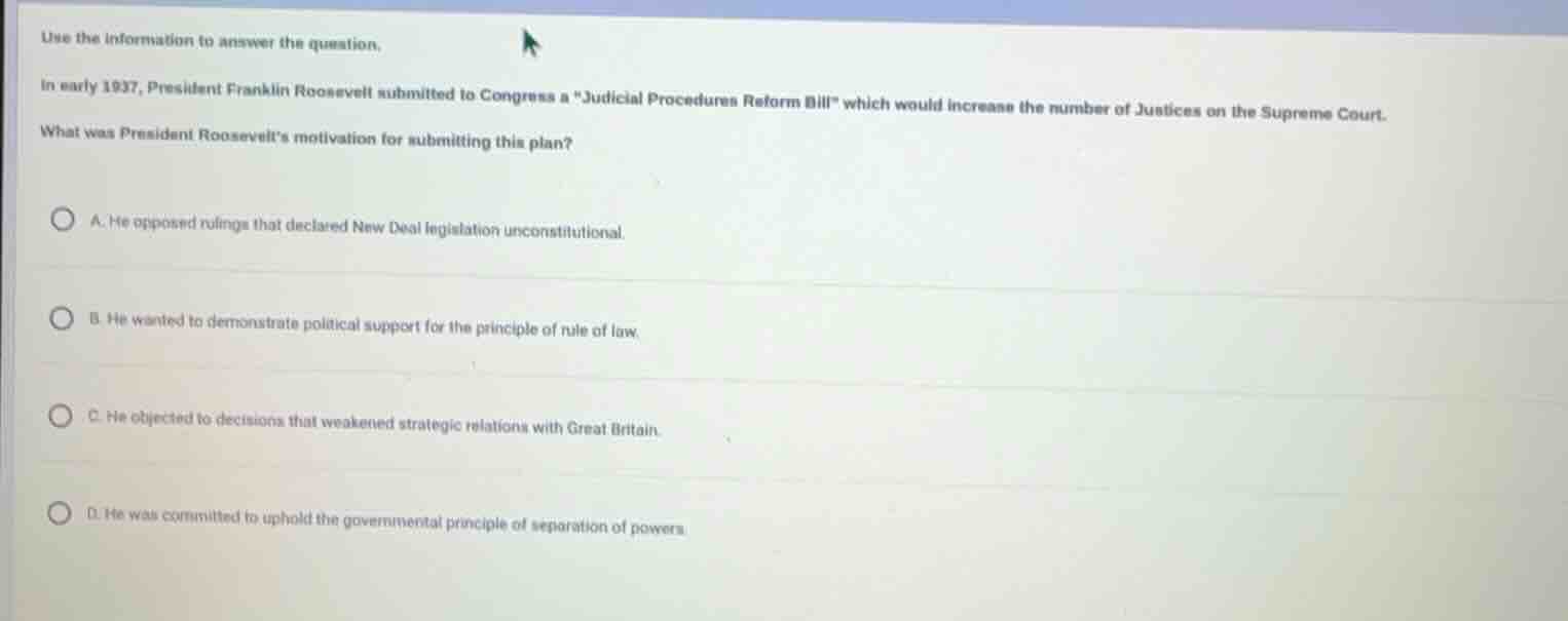 use the information to answer the question. in early 1937, president fr…