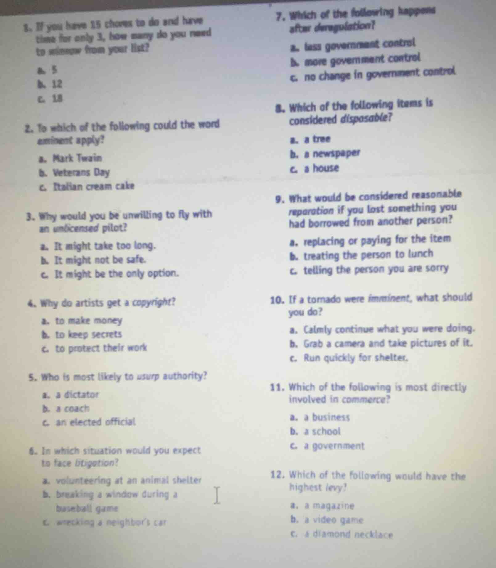 1. if you have 15 chores to do and have time for only 3, how many do yo…