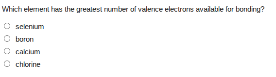 which element has the greatest number of valence electrons available fo…
