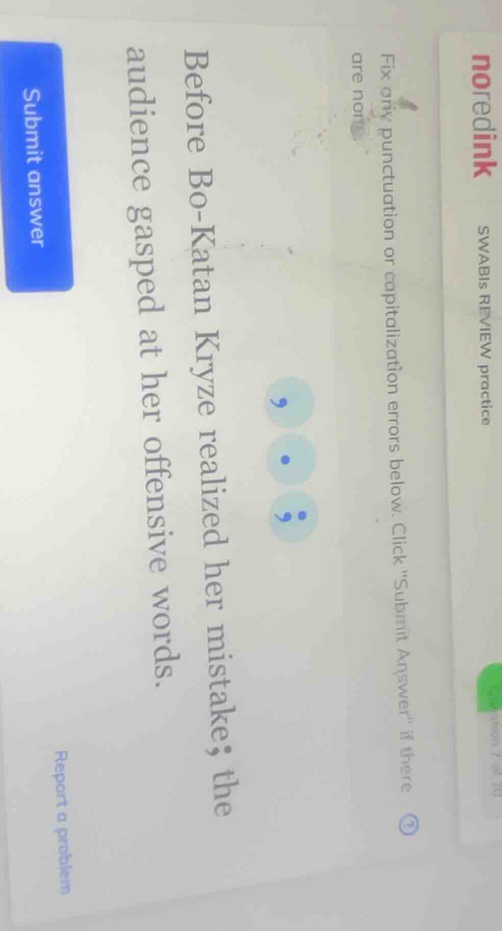 noredink swabis review practice fix any punctuation or capitalization e…