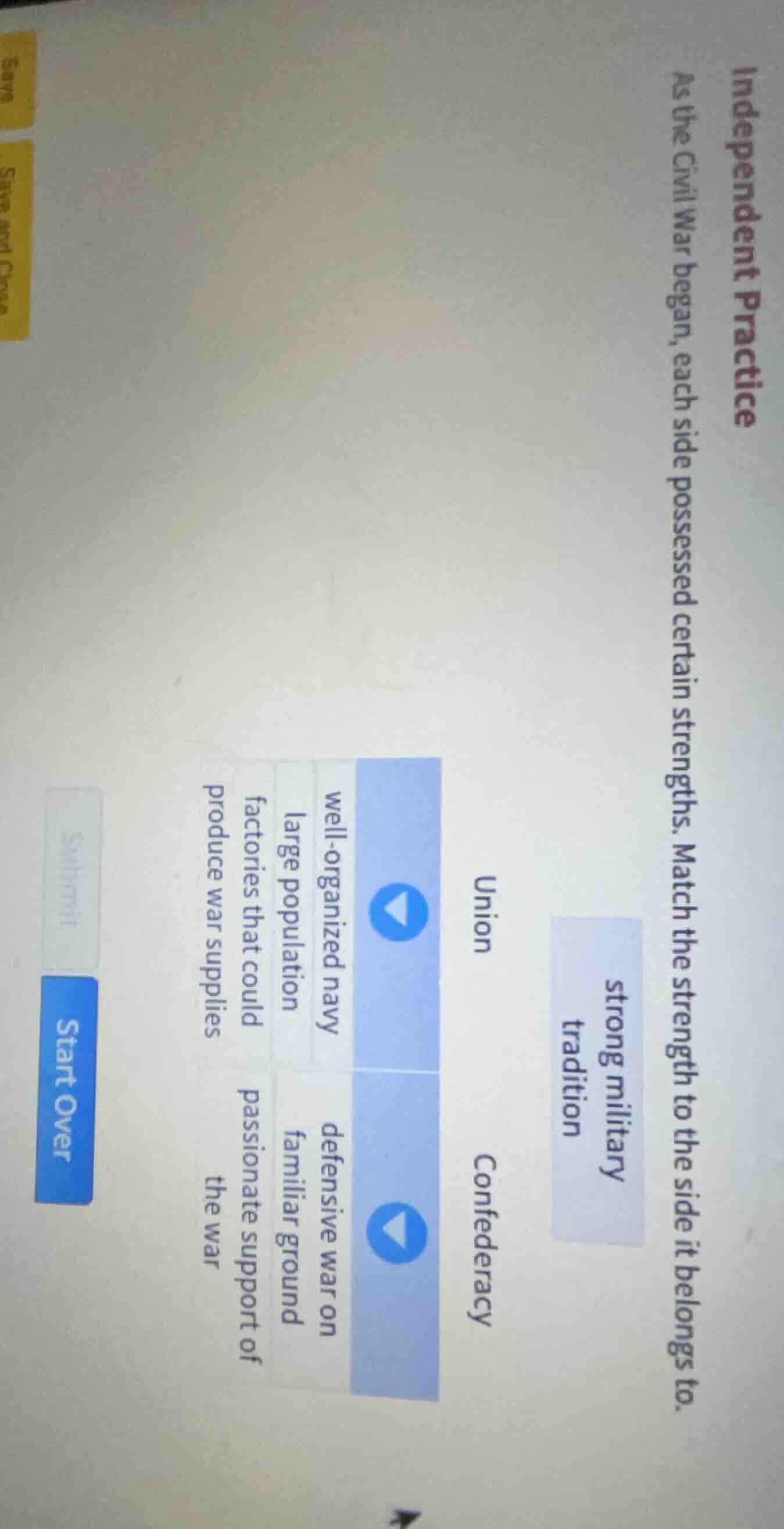 independent practice as the civil war began, each side possessed certai…