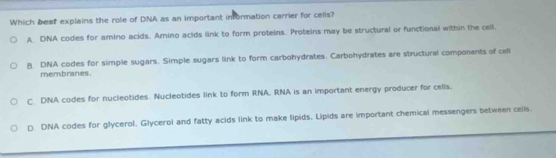 which best explains the role of dna as an important information carrier…