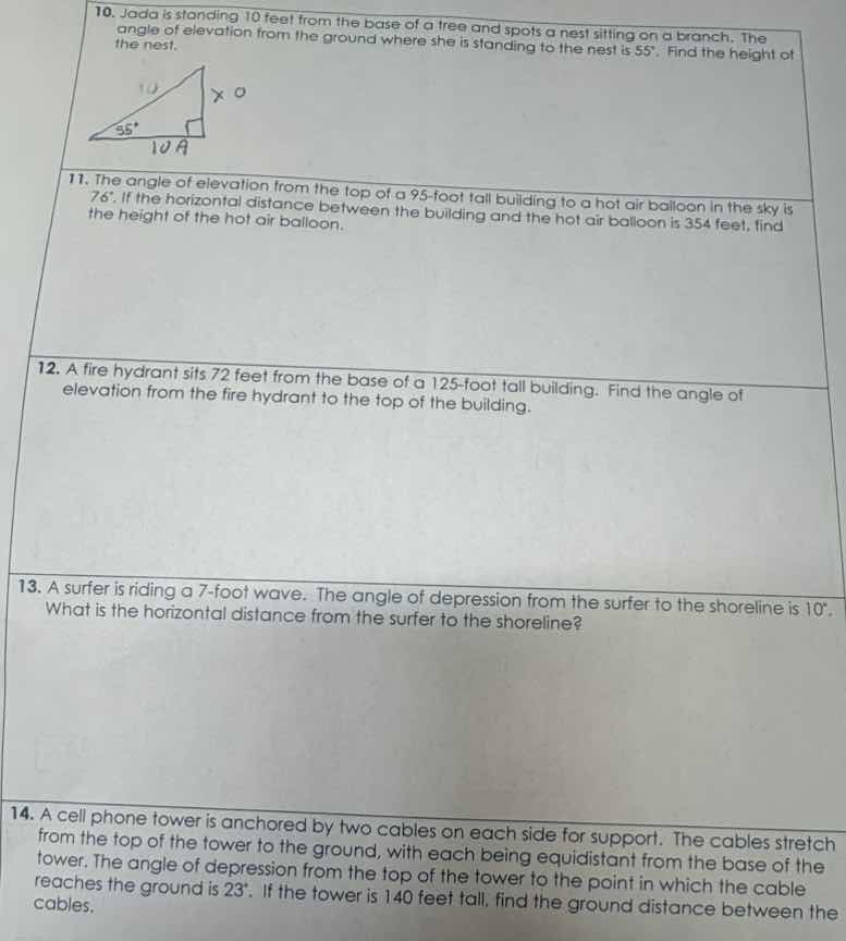 10. jada is standing 10 feet from the base of a tree and spots a nest s…