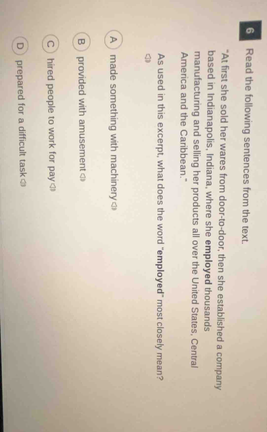 6 read the following sentences from the text. \at first she sold her wa…