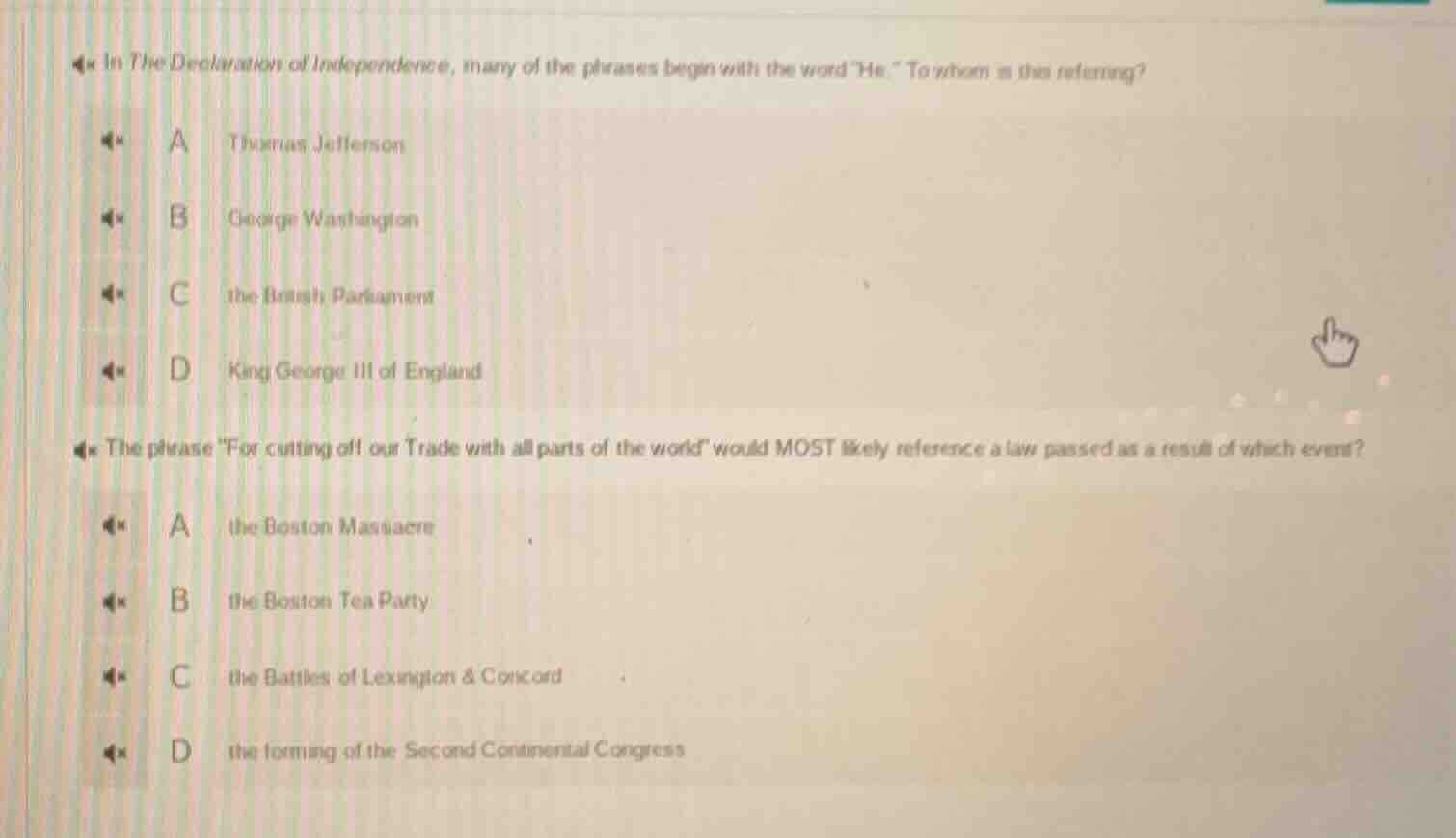 1. in the declaration of independence, many of the phrases begin with t…