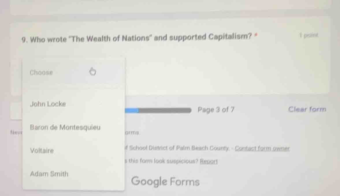 9. who wrote \the wealth of nations\ and supported capitalism? 1 point …