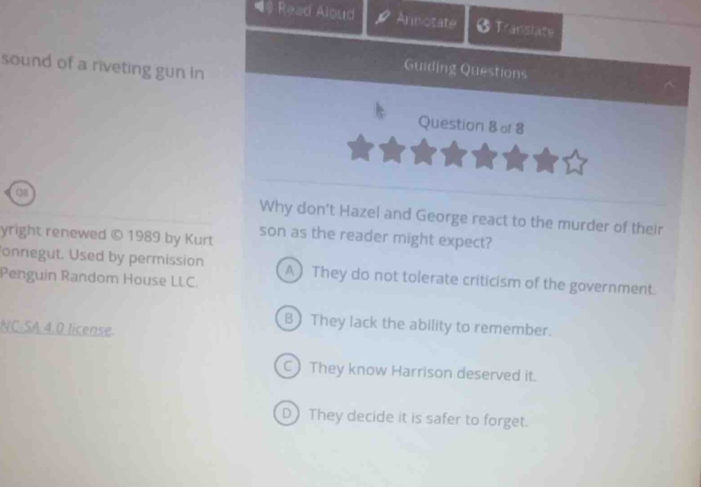 guiding questions question 8 of 8 why dont hazel and george react to th…