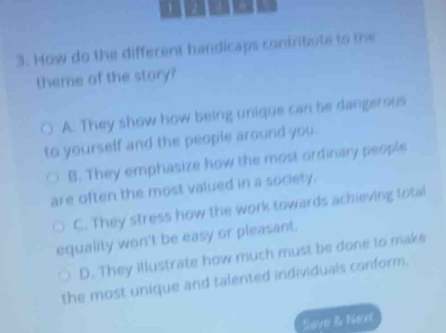 3. how do the different handicaps contribute to the theme of the story?…