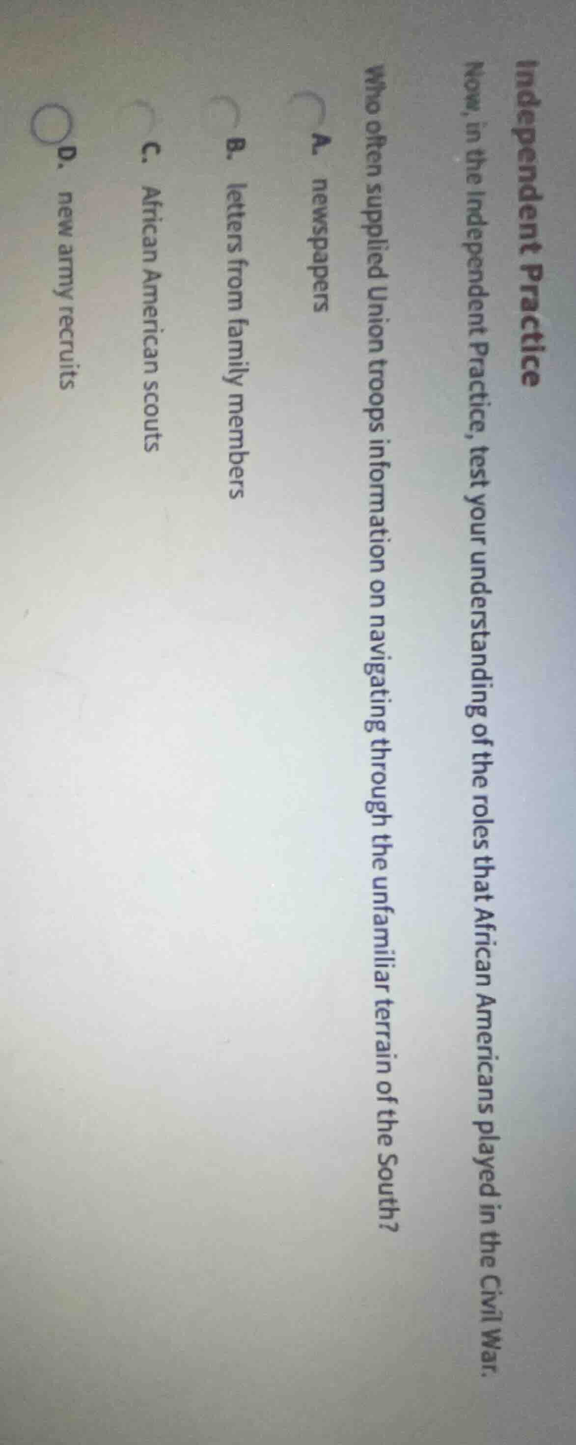 independent practice now, in the independent practice, test your unders…