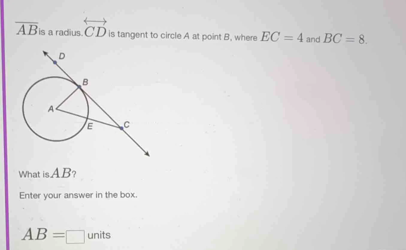 $\\overline{ab}$ is a radius. $\\overleftrightarrow{cd}$ is tangent to …