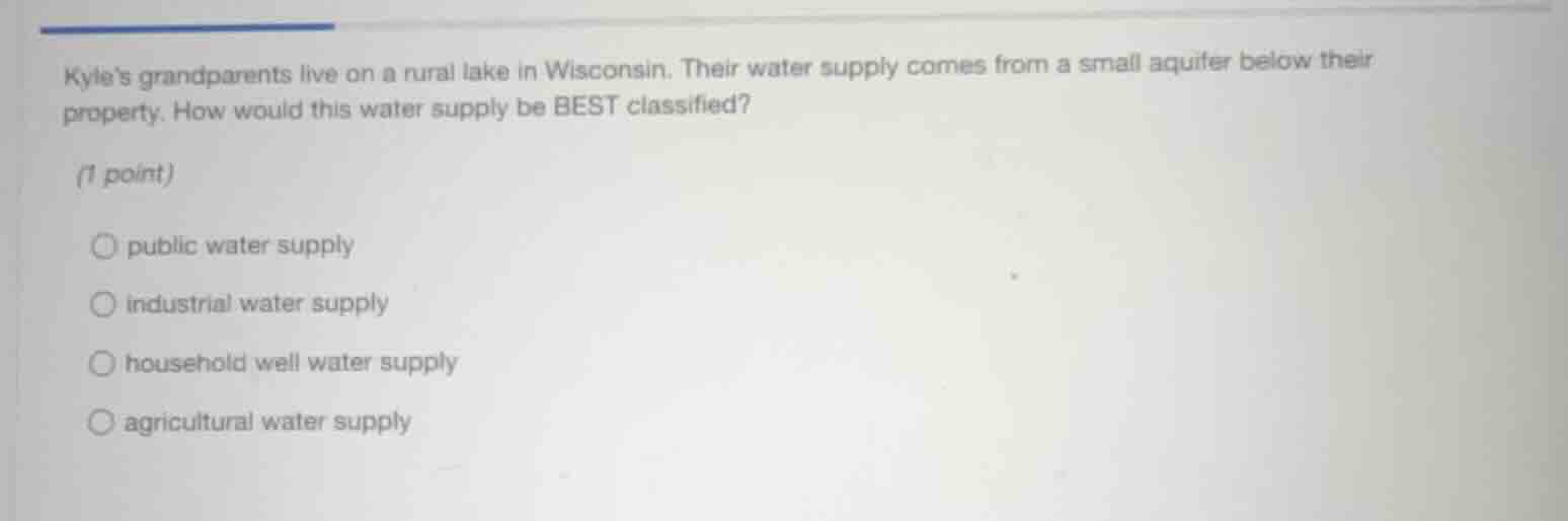 kyles grandparents live on a rural lake in wisconsin. their water suppl…