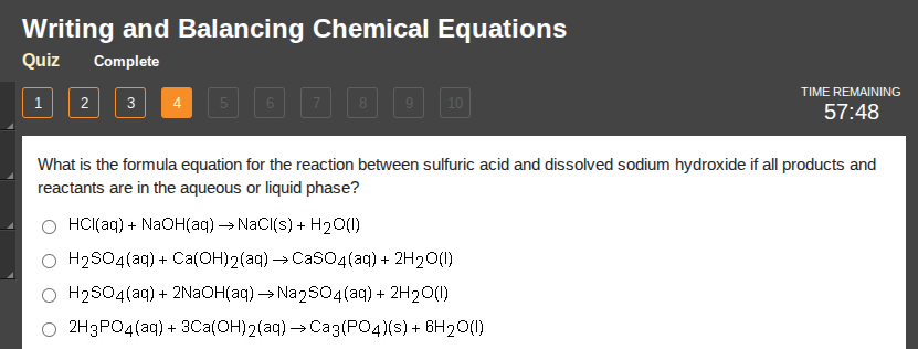 writing and balancing chemical equations quiz complete 1 2 3 4 5 6 7 8 …