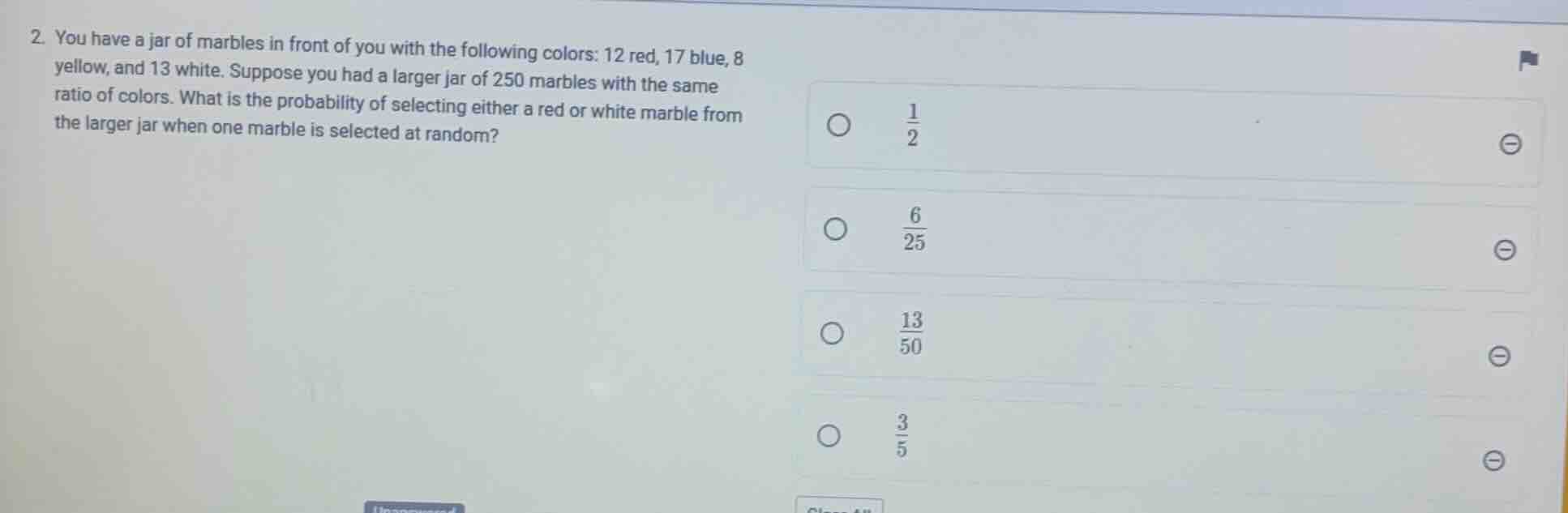 2. you have a jar of marbles in front of you with the following colors:…