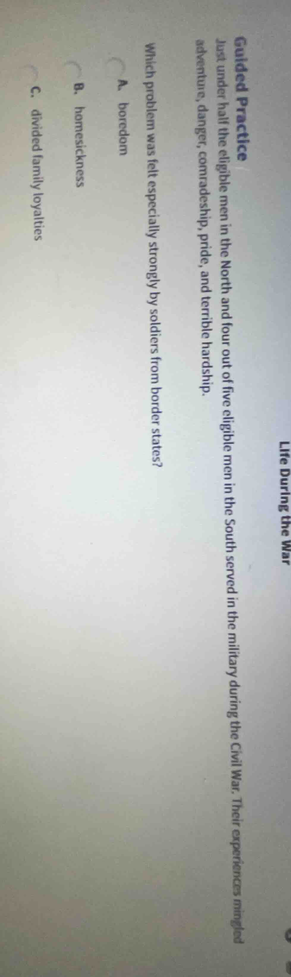 life during the war guided practice just under half the eligible men in…