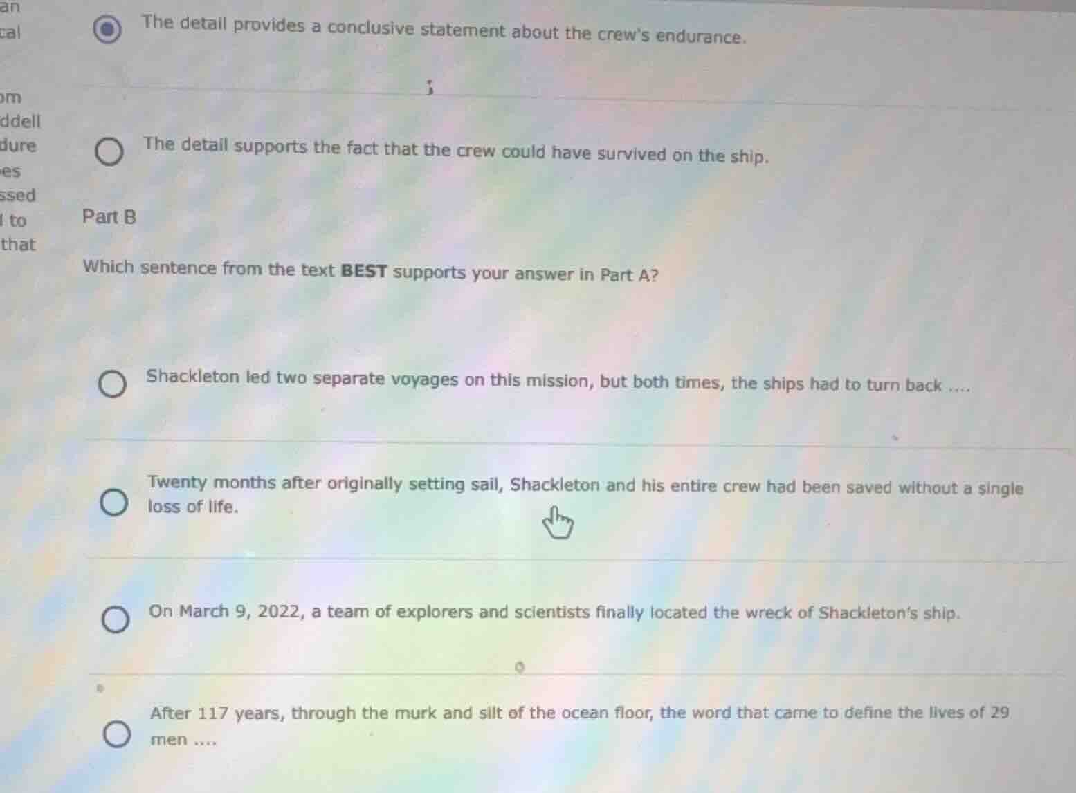 the detail provides a conclusive statement about the crews endurance. t…