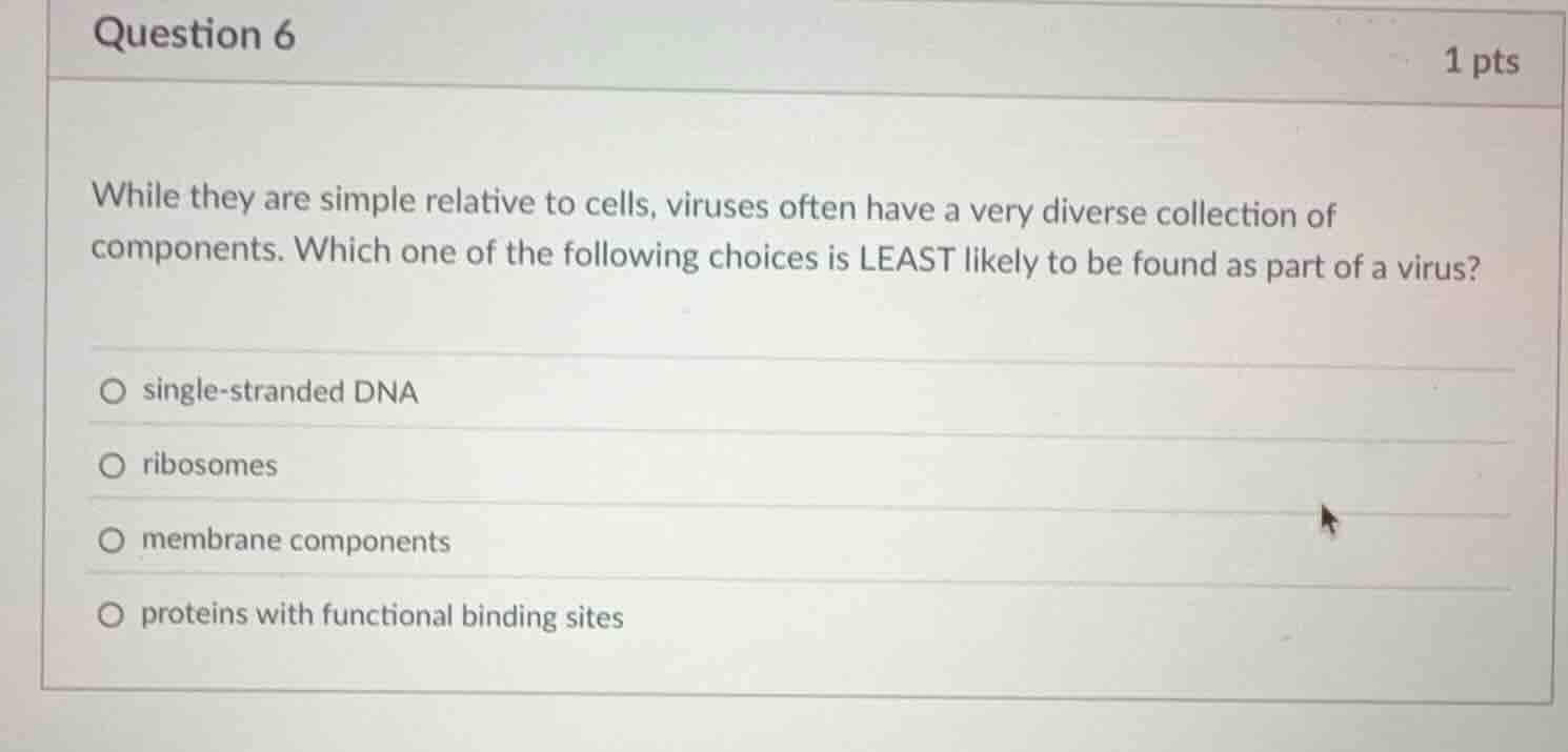 question 6 1 pts while they are simple relative to cells, viruses often…