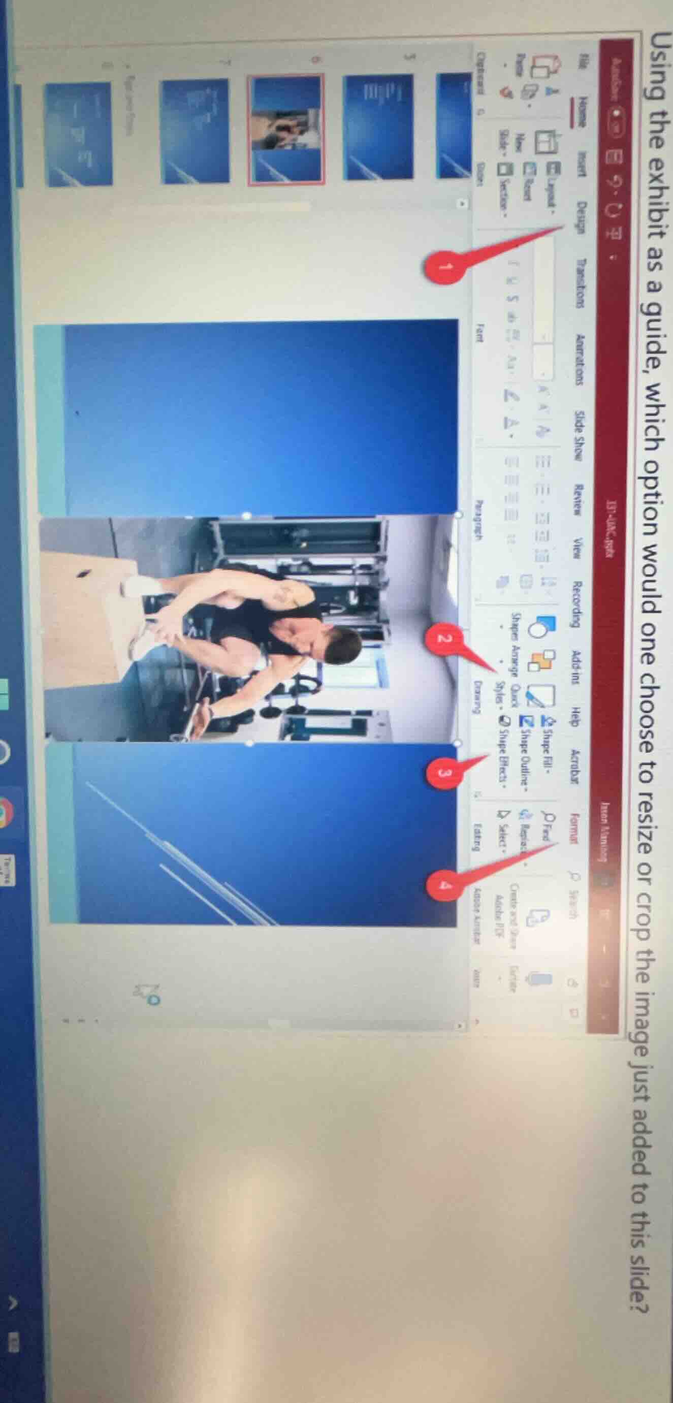 using the exhibit as a guide, which option would one choose to resize o…