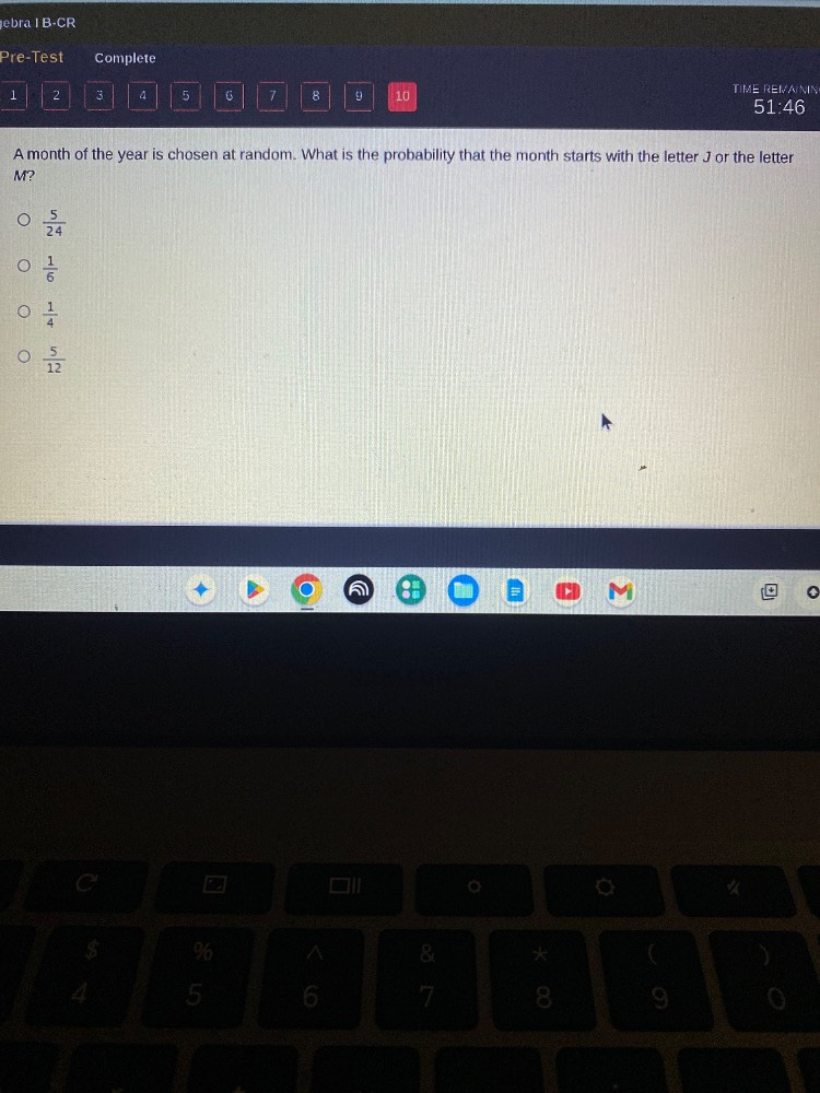 a month of the year is chosen at random. what is the probability that t…