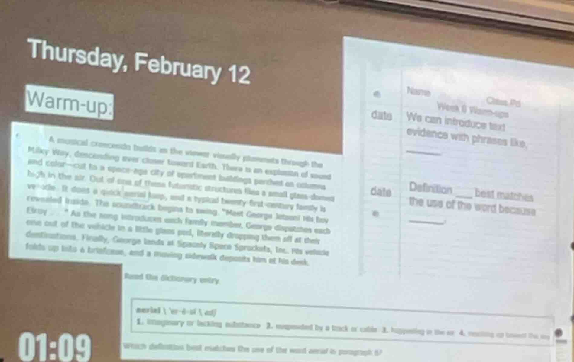 thursday, february 12 warm-up: a musical crescendo builds as the viewer…