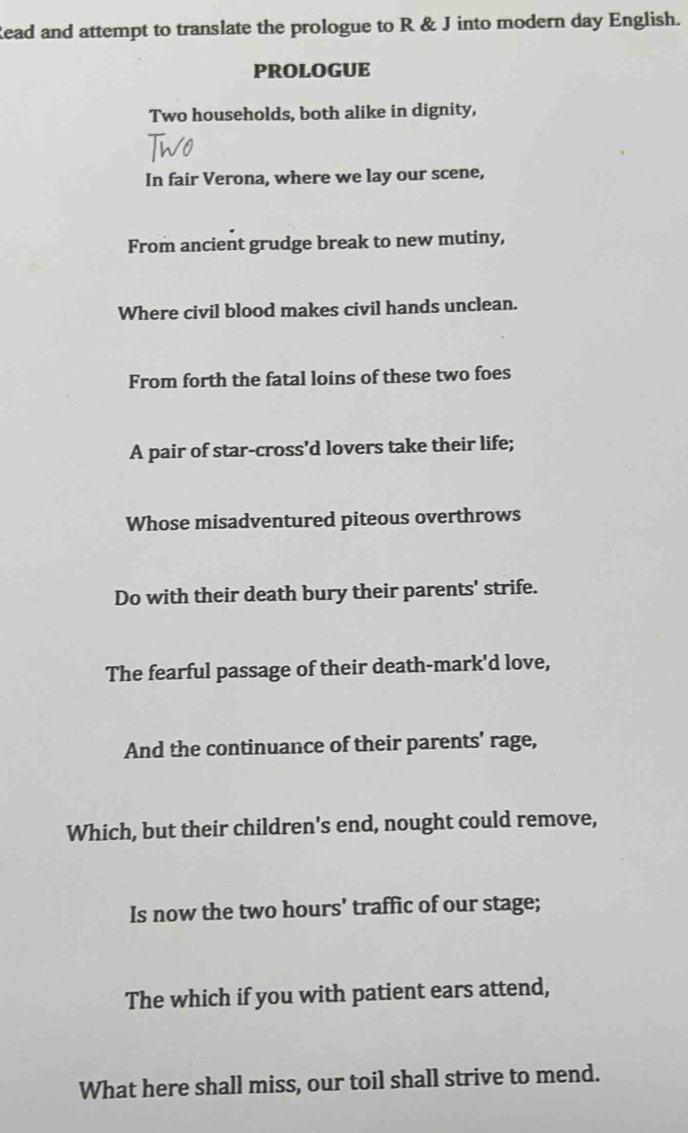 read and attempt to translate the prologue to r & j into modern day eng…