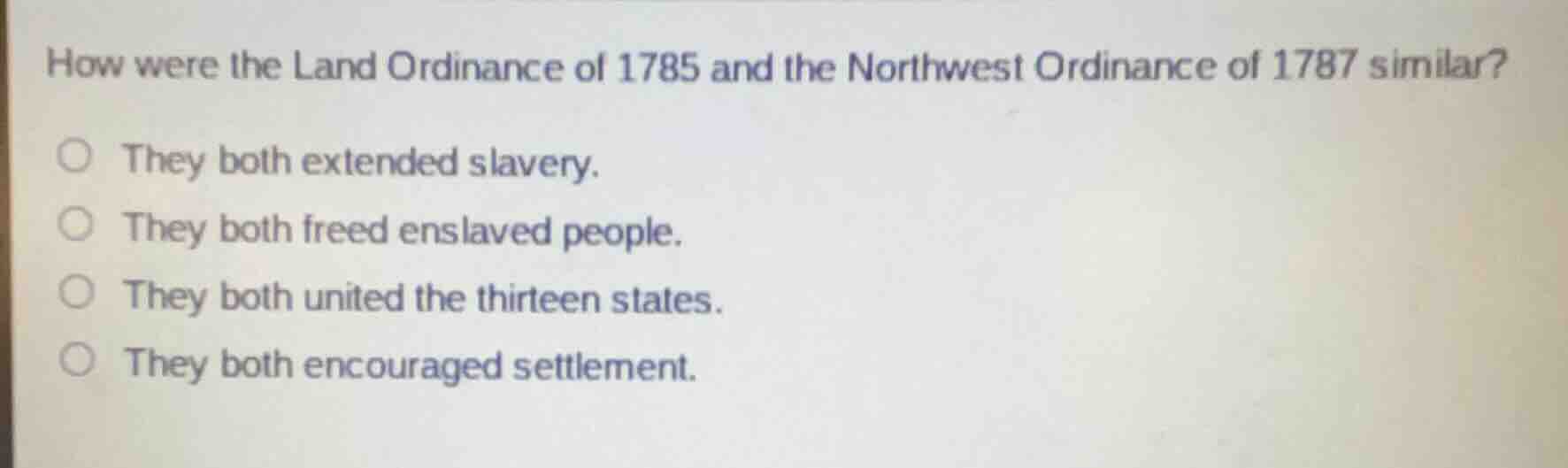how were the land ordinance of 1785 and the northwest ordinance of 1787…