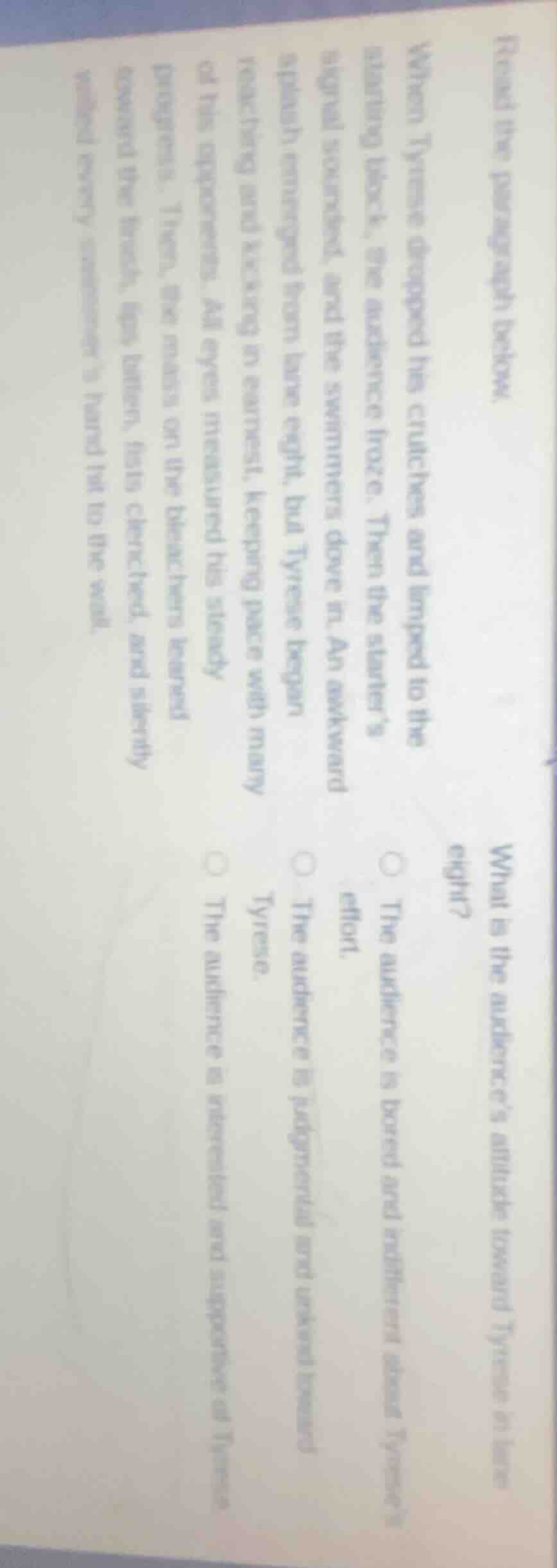 read the paragraph below:when tyrese dropped his crutches and limped to…