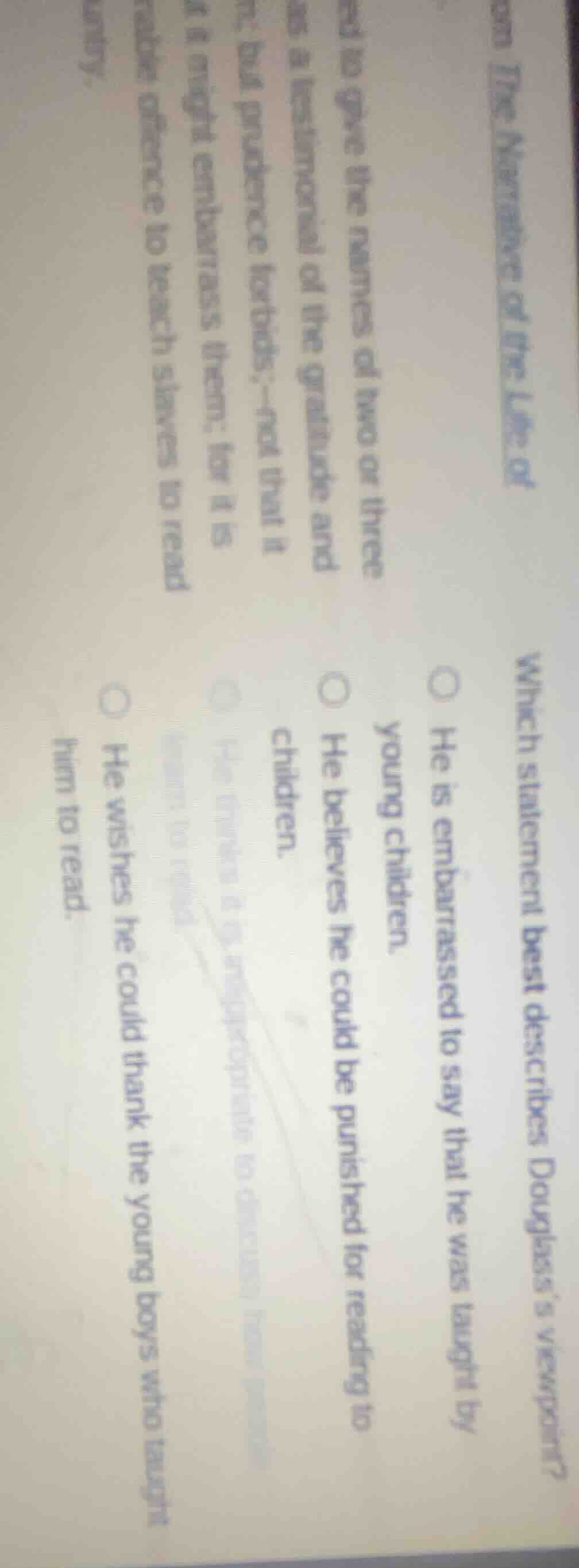 from the narrative of the life ofi need to give the names of two or thr…