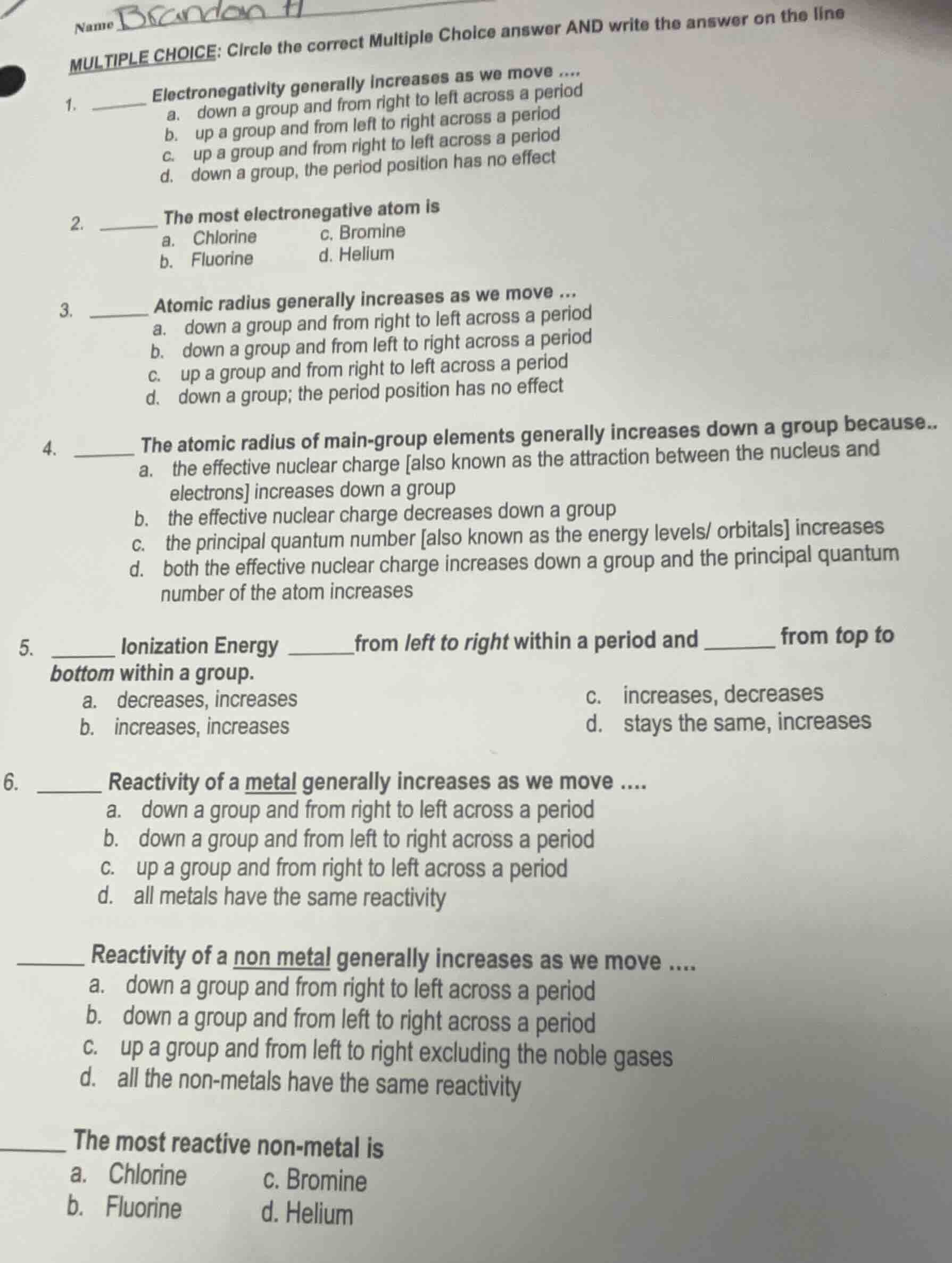 name brandon hmultiple choice: circle the correct multiple choice answe…