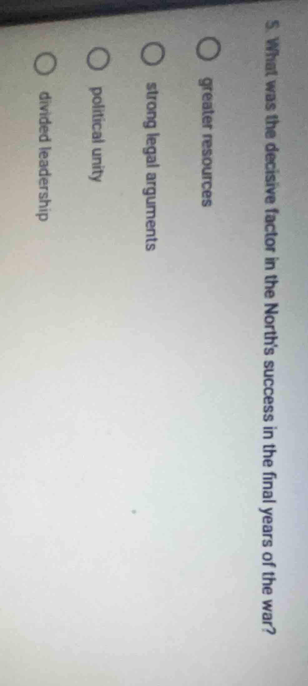 5. what was the decisive factor in the norths success in the final year…