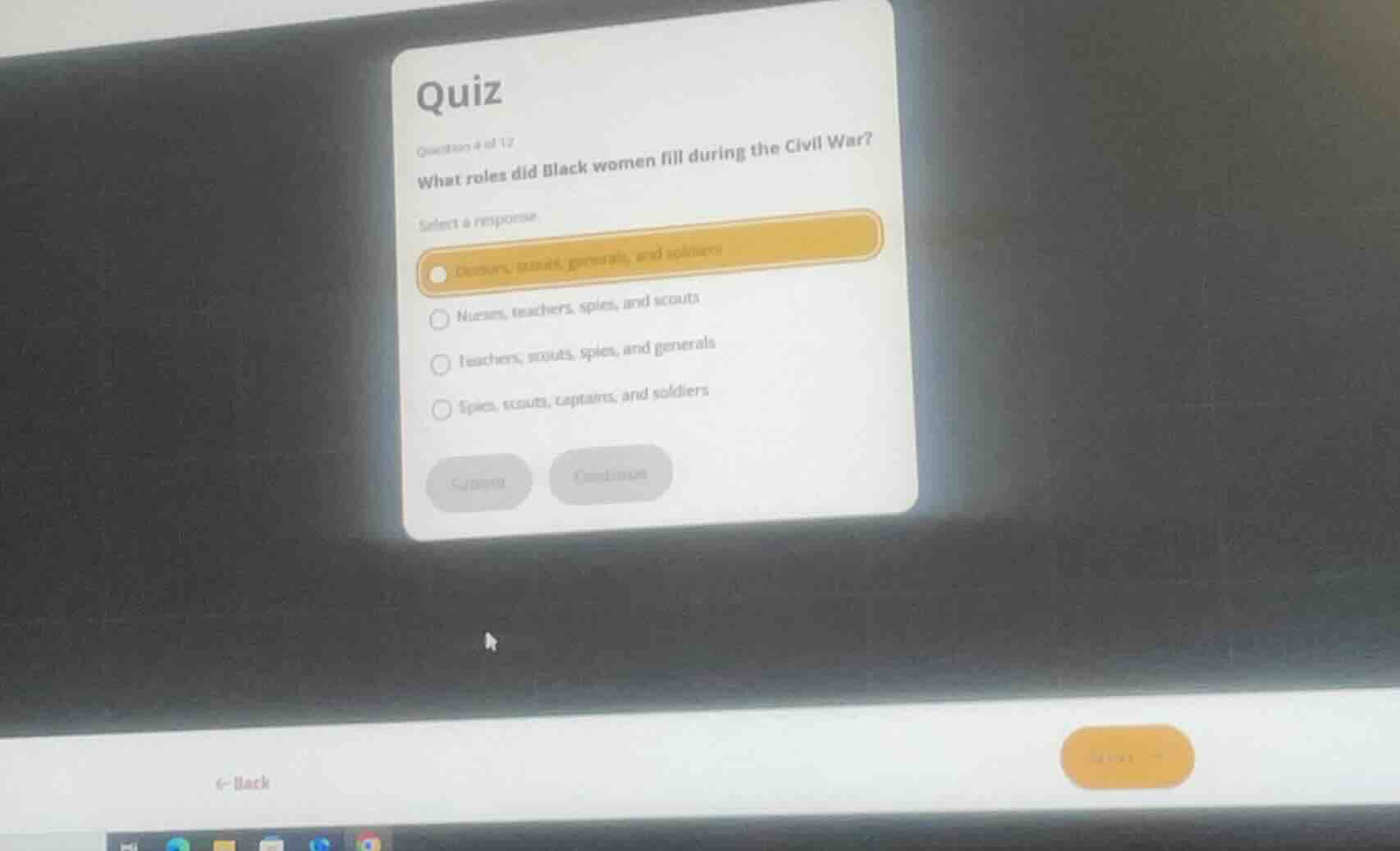 quiz question 4 of 12 what roles did black women fill during the civil …