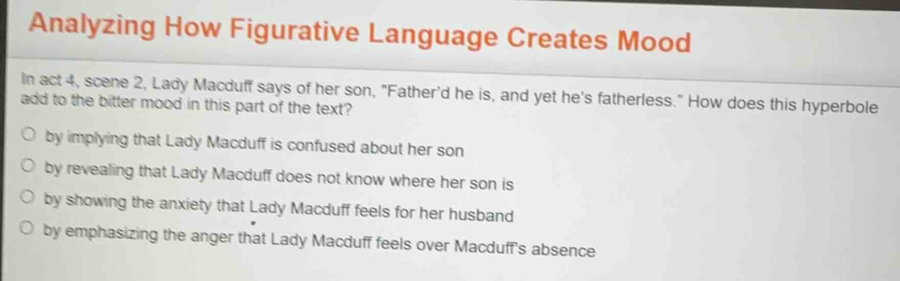 analyzing how figurative language creates mood in act 4, scene 2, lady …