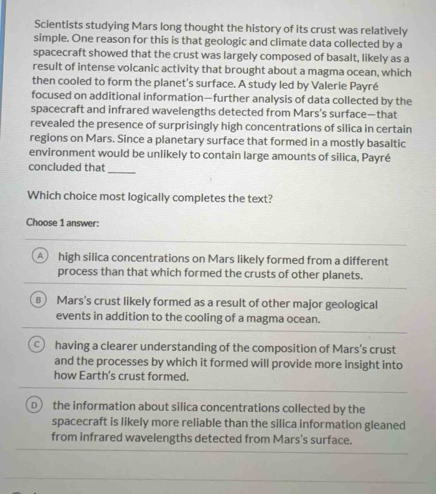 scientists studying mars long thought the history of its crust was rela…