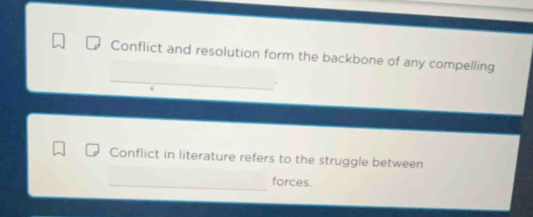 conflict and resolution form the backbone of any compelling ______.conf…