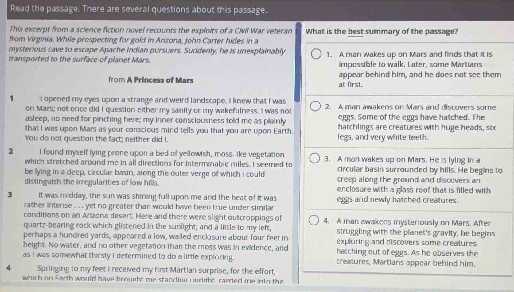 read the passage. there are several questions about this passage. this …
