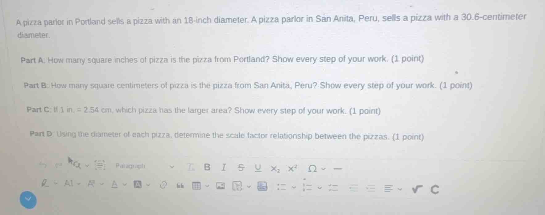 a pizza parlor in portland sells a pizza with an 18-inch diameter. a pi…