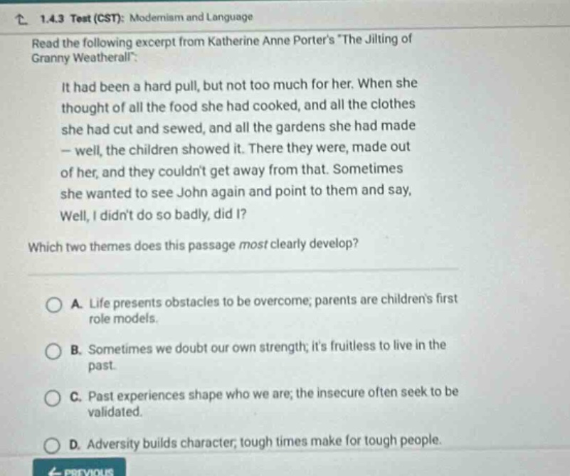 1.4.3 test (cst): modernism and language read the following excerpt fro…