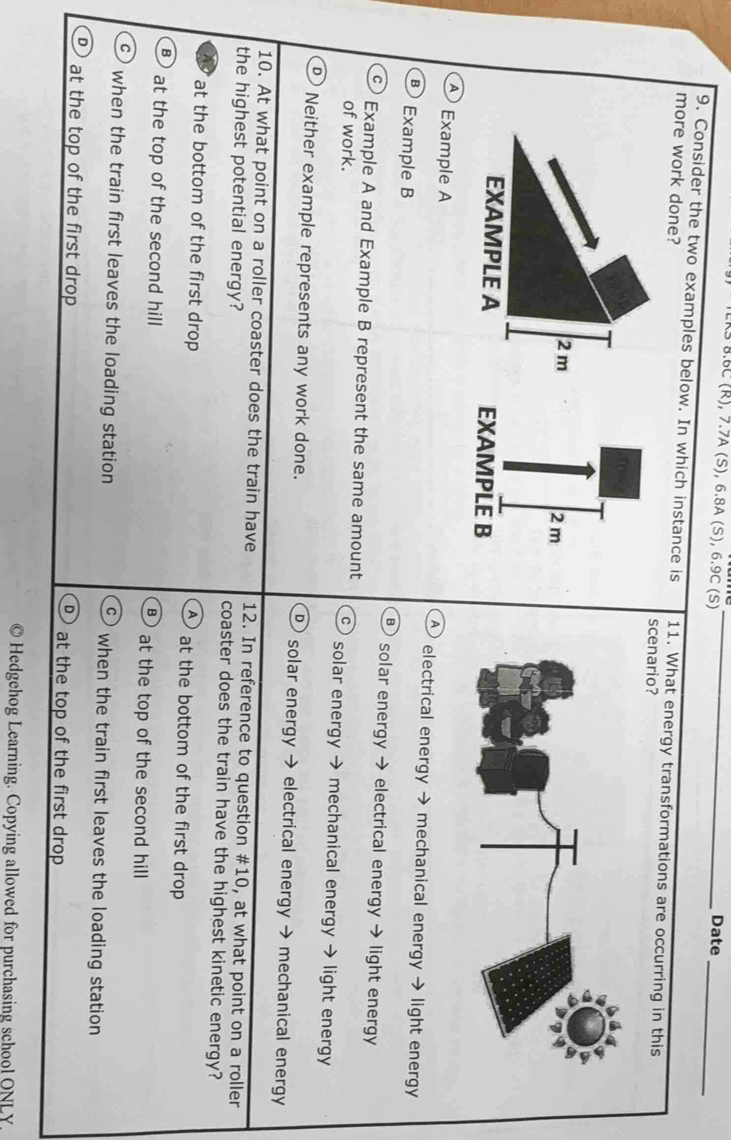 9. consider the two examples below. in which instance is more work done…