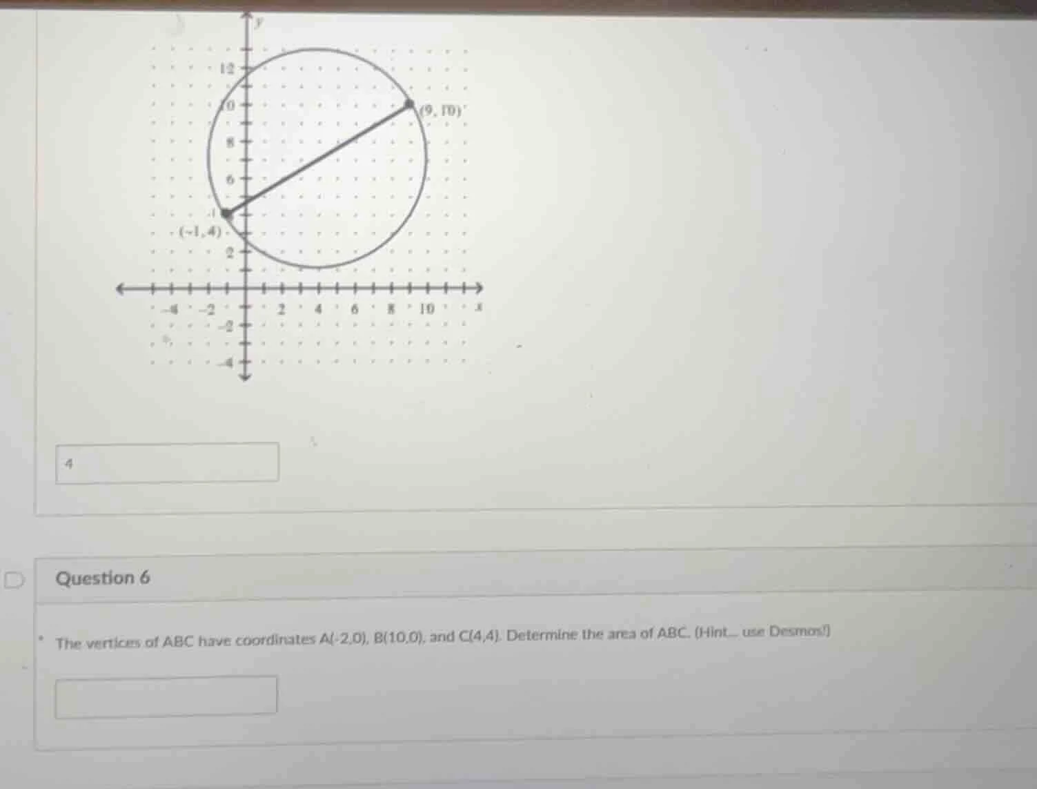 4 question 6 the vertices of abc have coordinates a(-2,0), b(10,0), and…