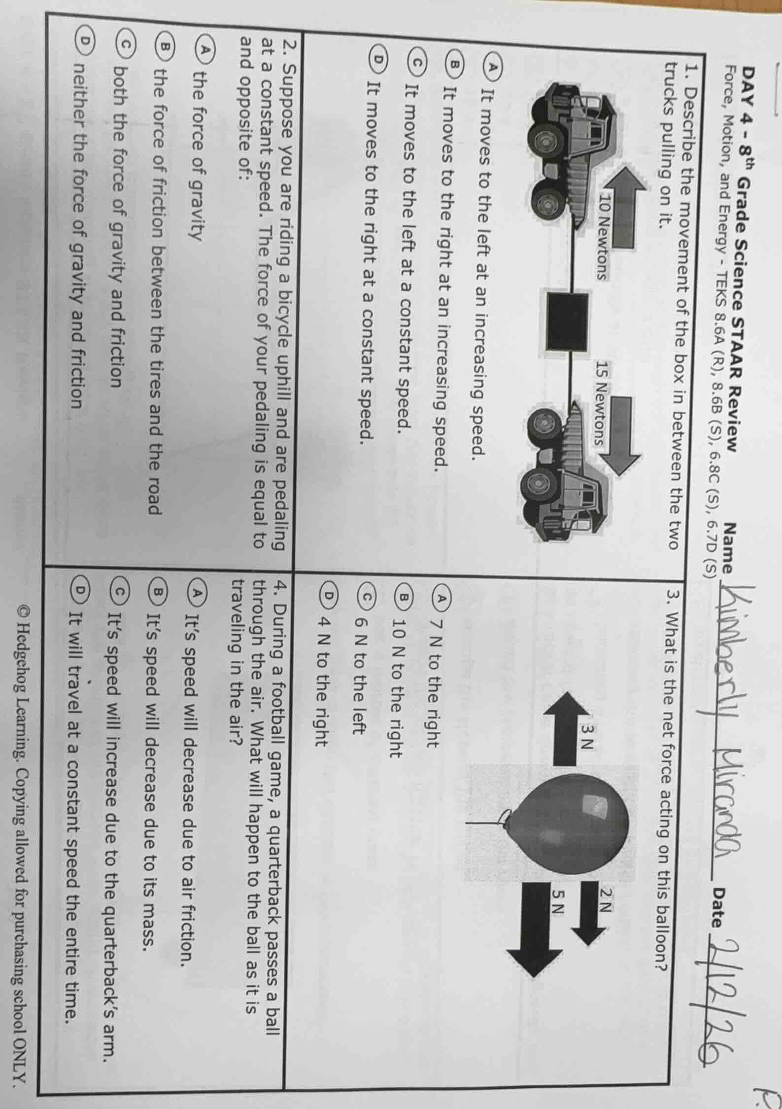 day 4 - 8th grade science staar reviewforce, motion, and energy - teks …