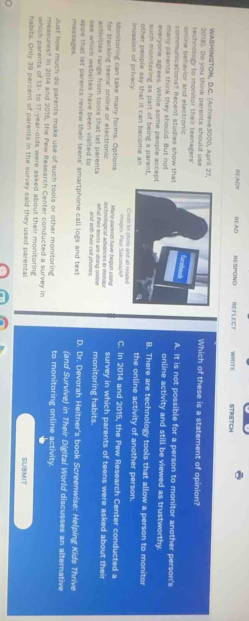 washington, d.c. (achieve3000, april 27, 2018). do you think parents sh…