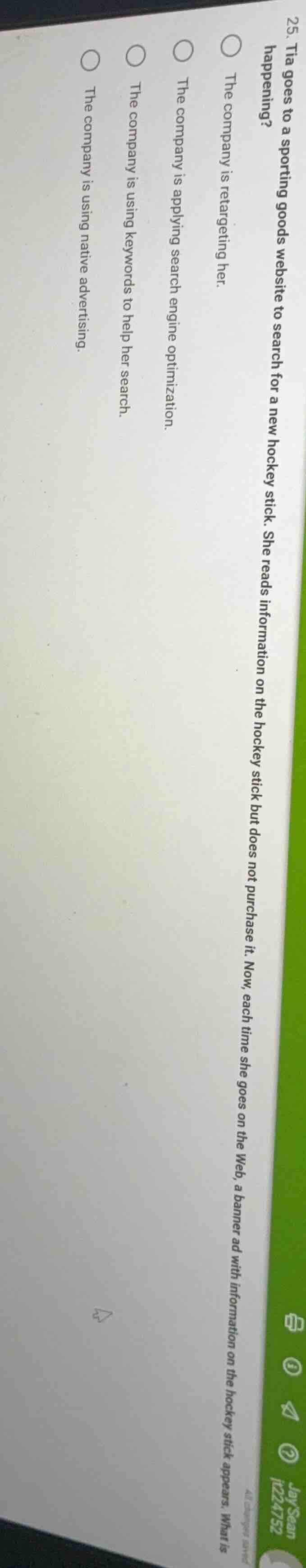 25. tia goes to a sporting goods website to search for a new hockey sti…