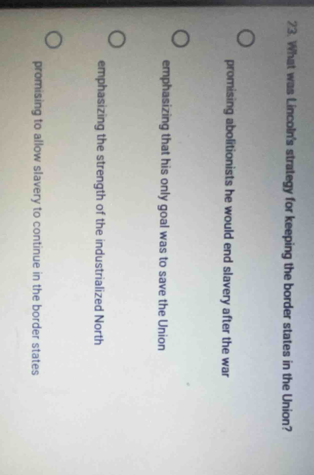 23. what was lincolns strategy for keeping the border states in the uni…