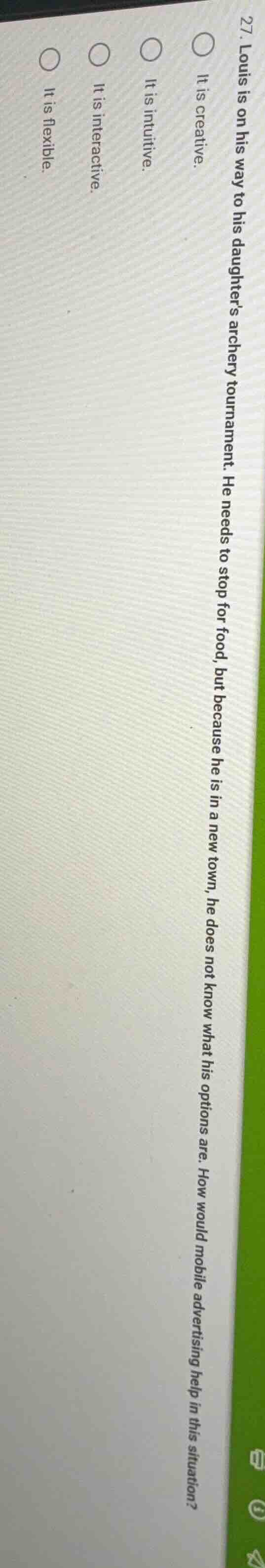 27. louis is on his way to his daughters archery tournament. he needs t…