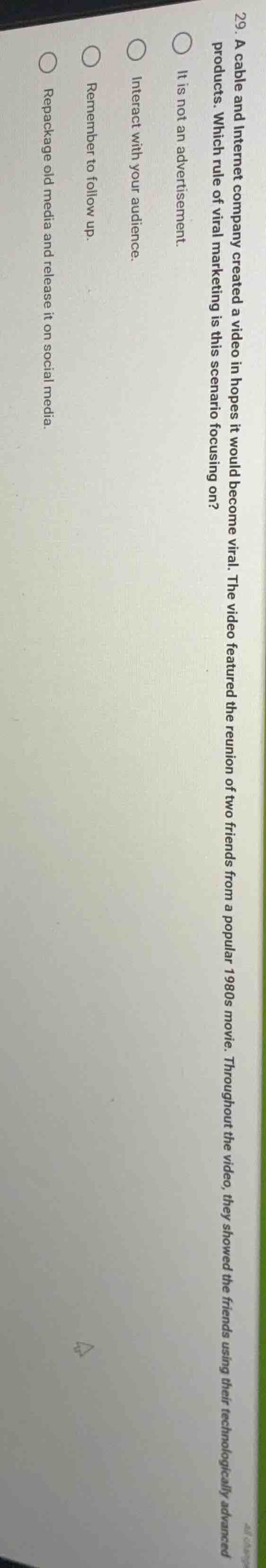 29. a cable and internet company created a video in hopes it would beco…